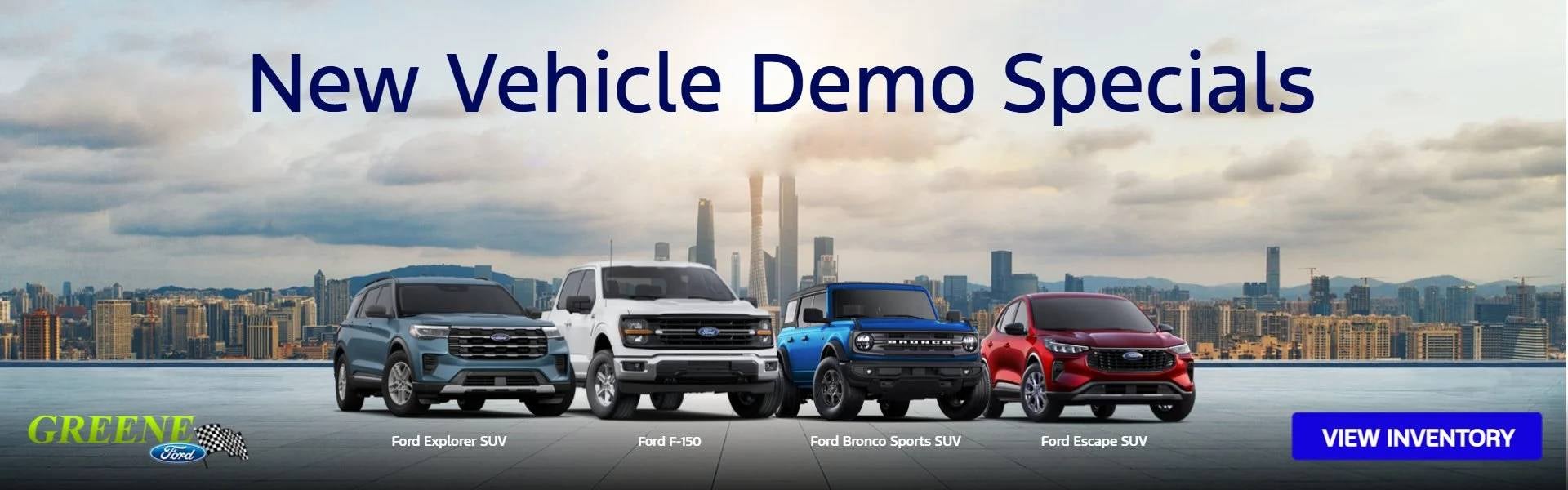 New vehicle demo specials, below employee pricing!